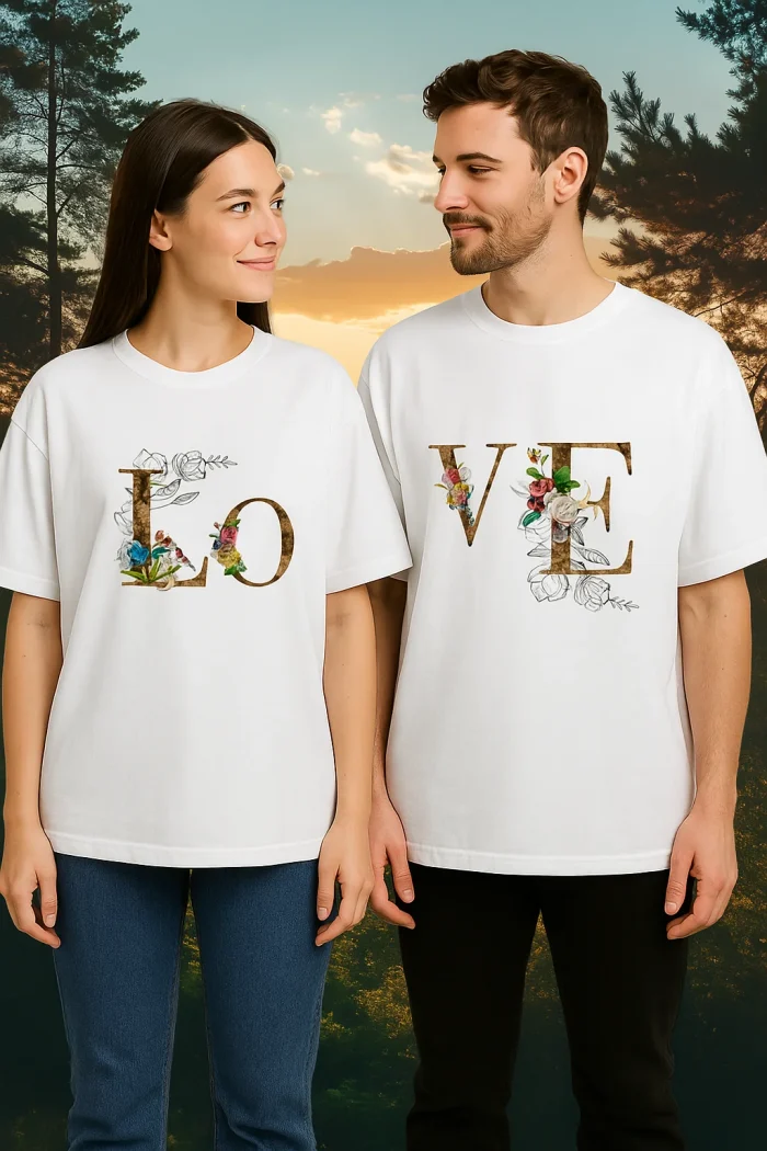 Sevgili Kombini Oversize LOVE Baskılı Tişört
