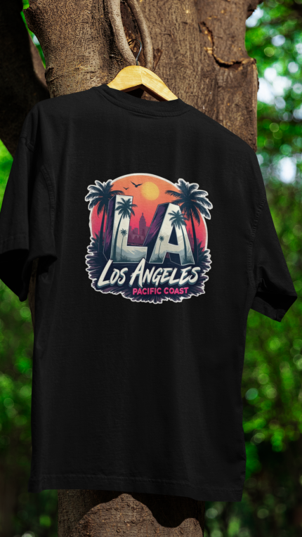 Tişörtlance Los Angeles Baskılı Oversize Tişört