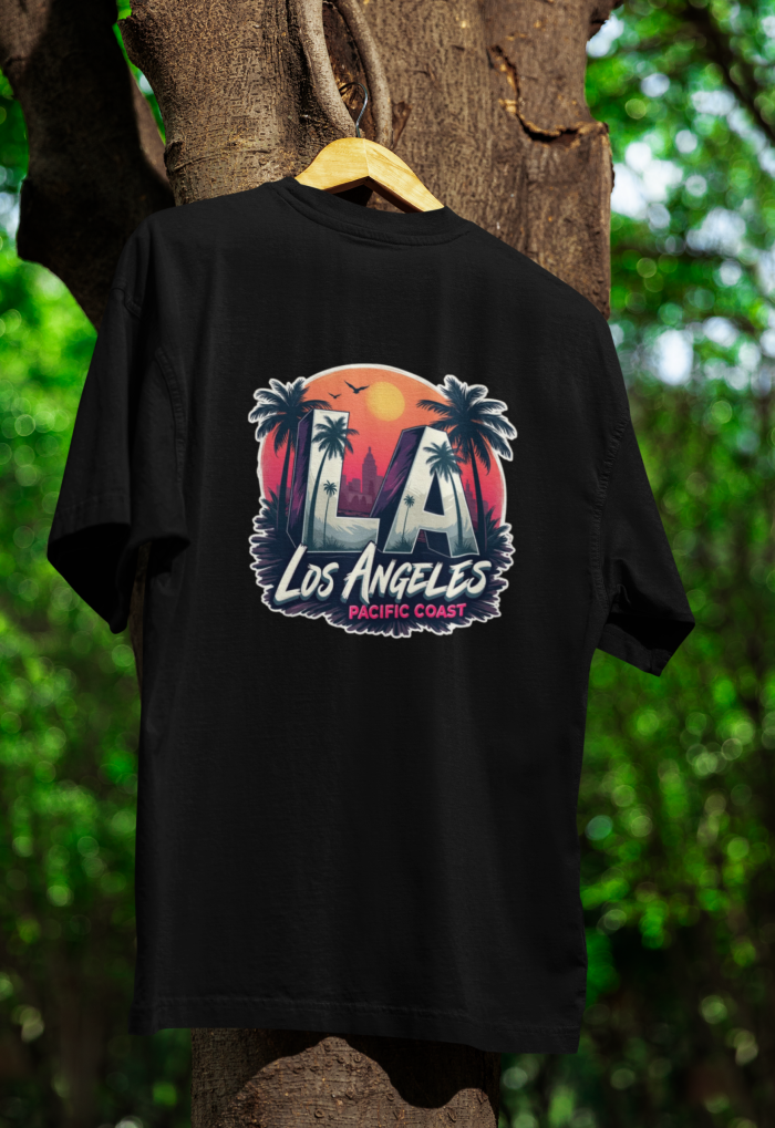 Tişörtlance Los Angeles Baskılı Oversize Tişört