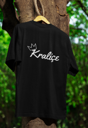 kraliçe baskılı oversize tişört