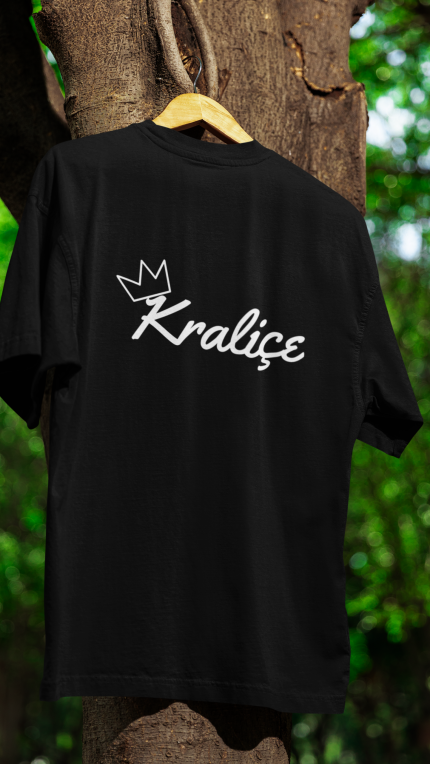 kraliçe baskılı oversize tişört