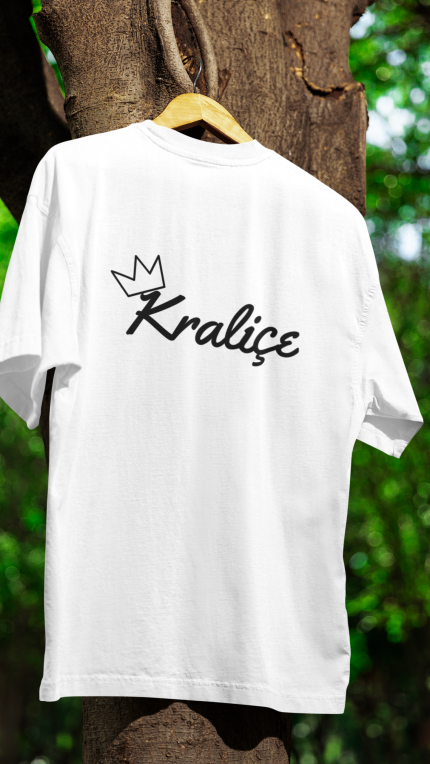 kraliçe baskılı oversize tişört