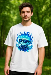 oversize unisex tişört - mavi baskılı