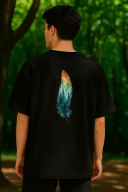 Oversize Siyah Sırt Baskılı Tişört
