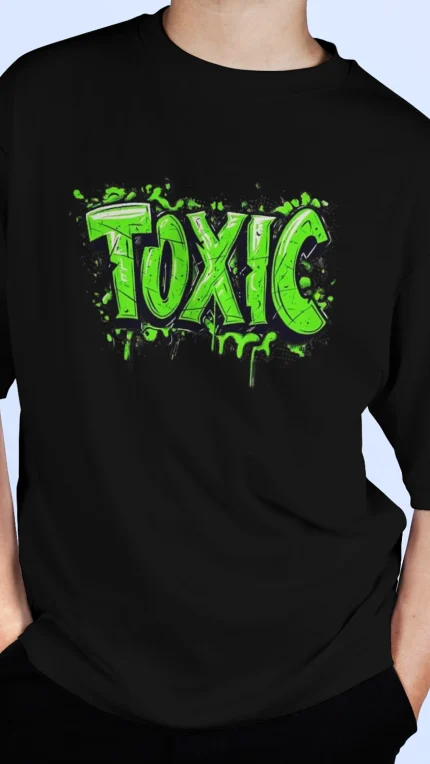 Baskılı Oversize Tişört | Toxic Yazılı Tasarım