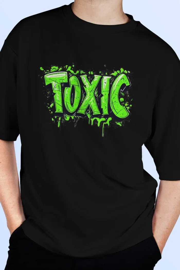 Baskılı Oversize Tişört | Toxic Yazılı Tasarım
