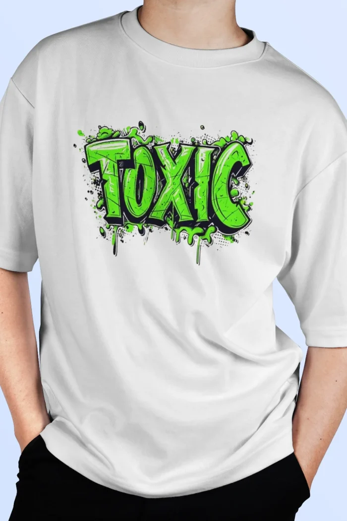 Baskılı Oversize Tişört | Toxic Yazılı Tasarım